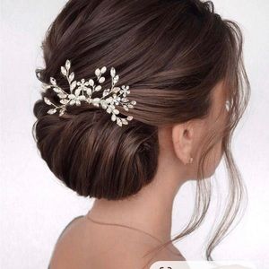 Floral Bridal Hair Comb with Pearls - Wedding Hair Comb